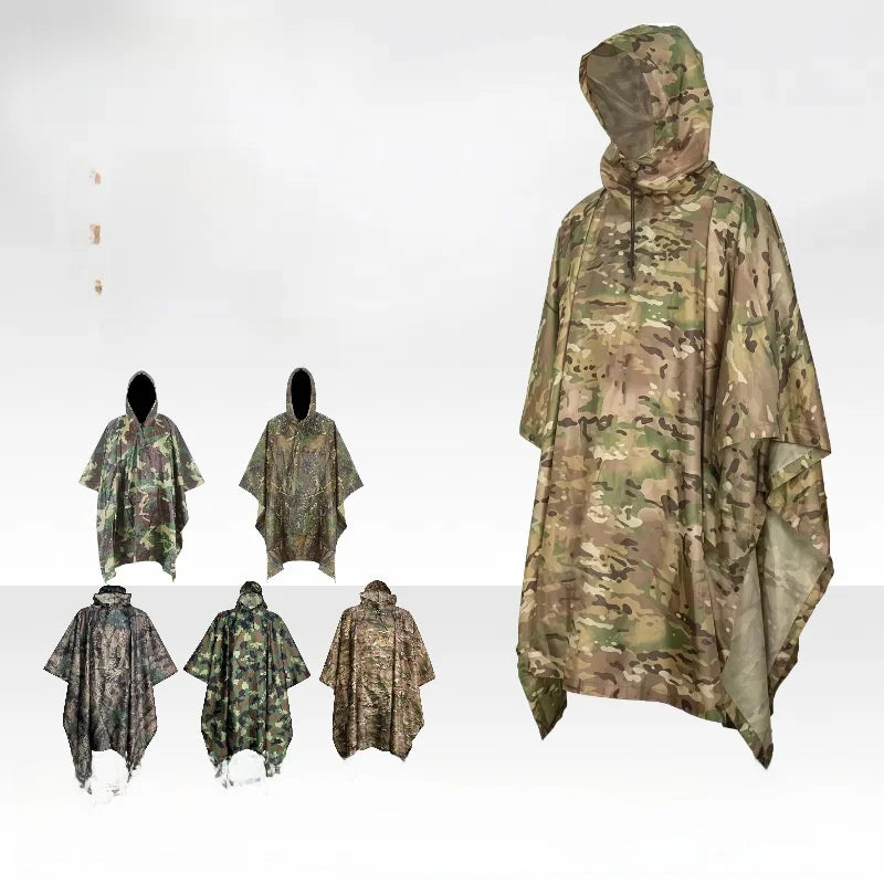 Drei-in-Eins-Tarnmantel, Regenmantel, Outdoor, Radfahren, Wandern, Bergsteigen, Camping, multifunktional, taktisch, wasserdicht...