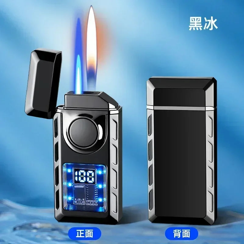 Sprachgesteuertes tragbares wiederaufladbares Typ-C-Feuerzeug, Farblicht, Batterieanzeige, offener Flammenschalter, Jet-Feuer-Feuerzeug