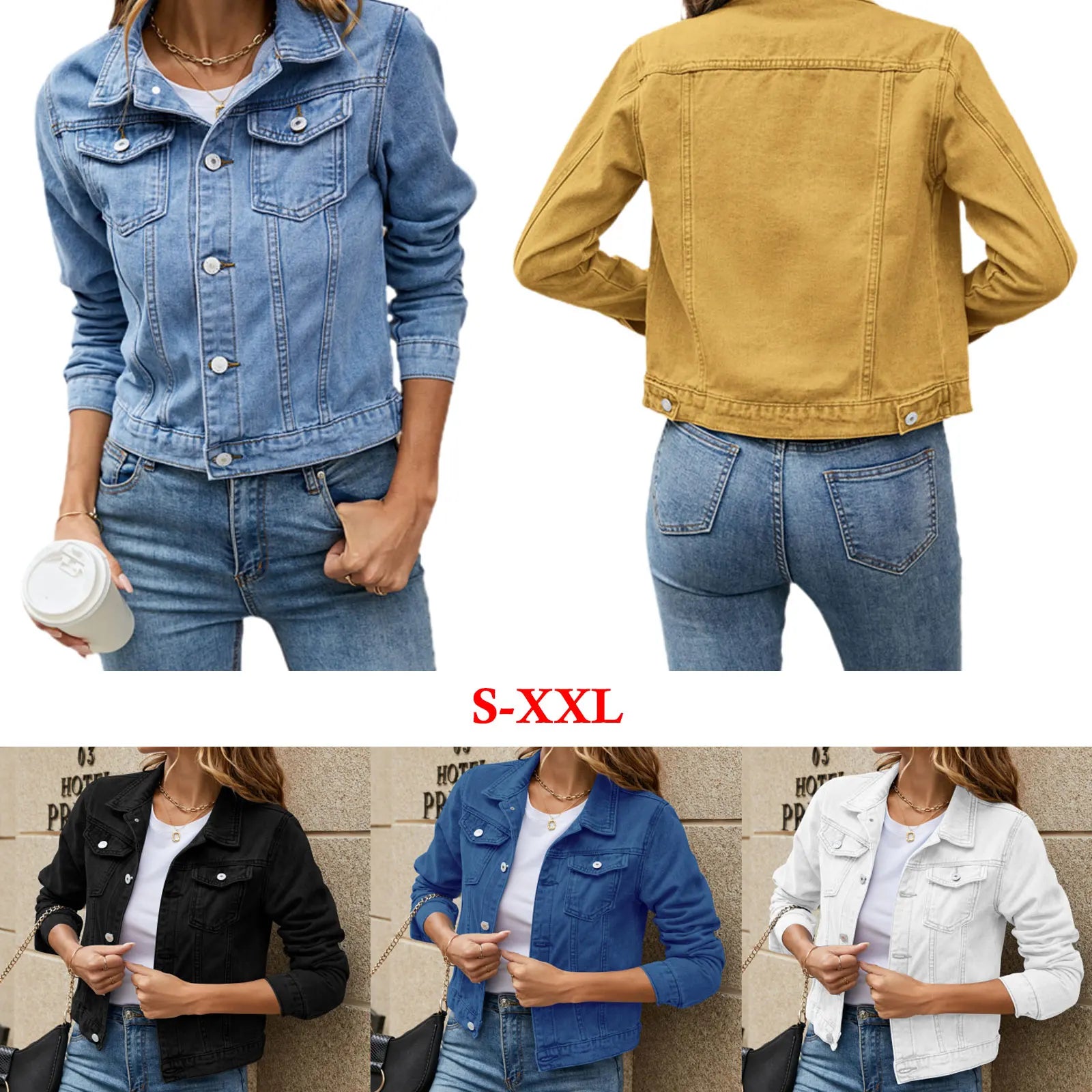 Frauen Denim Jacken Mode Weibliche Casual Langarm Revers Solide Taste Unten Brust Tasche Schlank Jean Jacke Herbst Winter Mantel