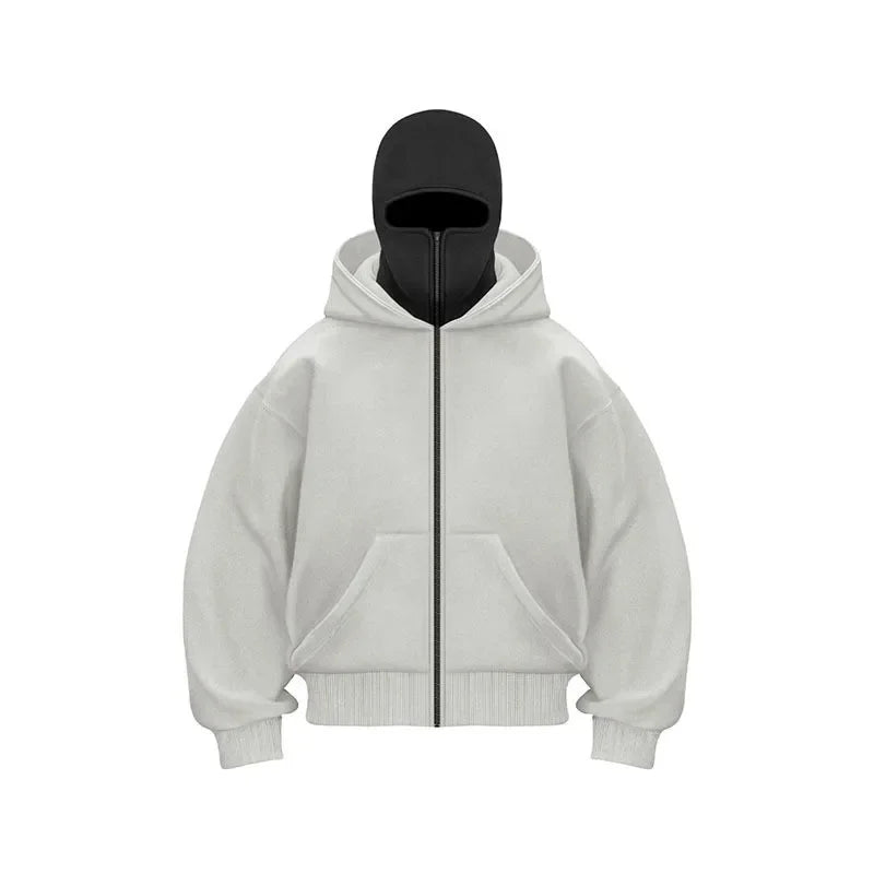 „2025 Herren-Designerbekleidung: Kapuzenpullover mit doppeltem Reißverschluss, maskiertes Hip-Hop-Sweatshirt für Herbst und Winter, Fitness- und Freizeit-Hoodie.