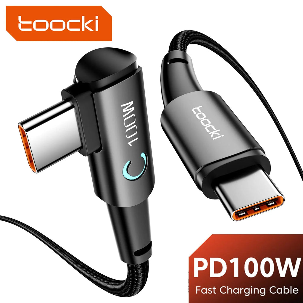 Toocki 100w usb c zu usb c kabel 90 grad für ipad macbook pro xiaomi samsung huawei schnell ladetyp c datums kabel