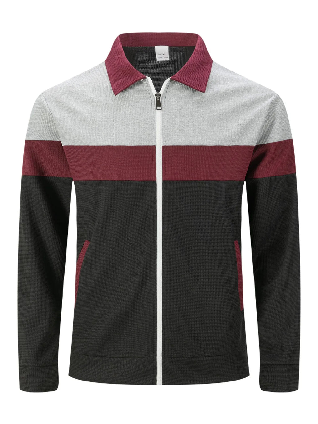 Frühling und Herbst neuer Trend lässige Herrenjacke mit Waffelmuster, mehrfarbiger Reißverschluss-Langarmmantel