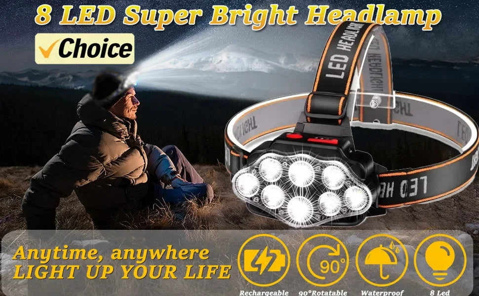 1-10PCS LED Sensor Scheinwerfer Eingebaute Batterie USB Aufladbare Kopf Taschenlampe Scheinwerfer Kopf Taschenlampe Camping Angeln Suche licht