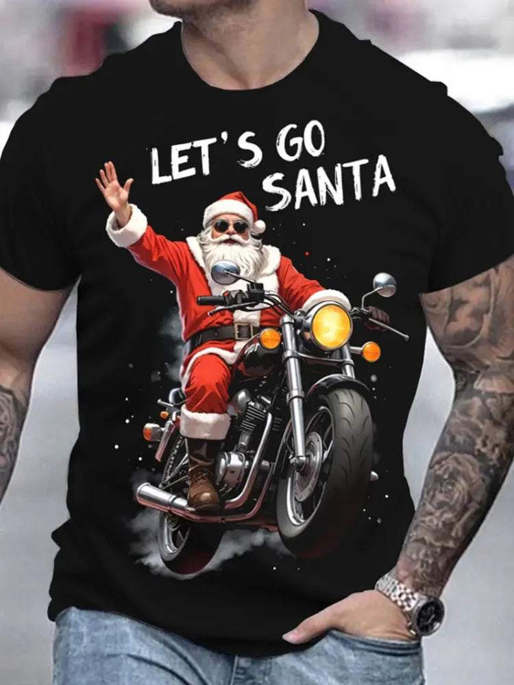 Lustiges Weihnachtsmann-T-Shirt für Herren, Tops, Weihnachten, kurzärmelig, O-Ausschnitt, Y2k-Kleidung, Übergröße, Sommer-T-Shirt, Herren, Freizeitkleidung