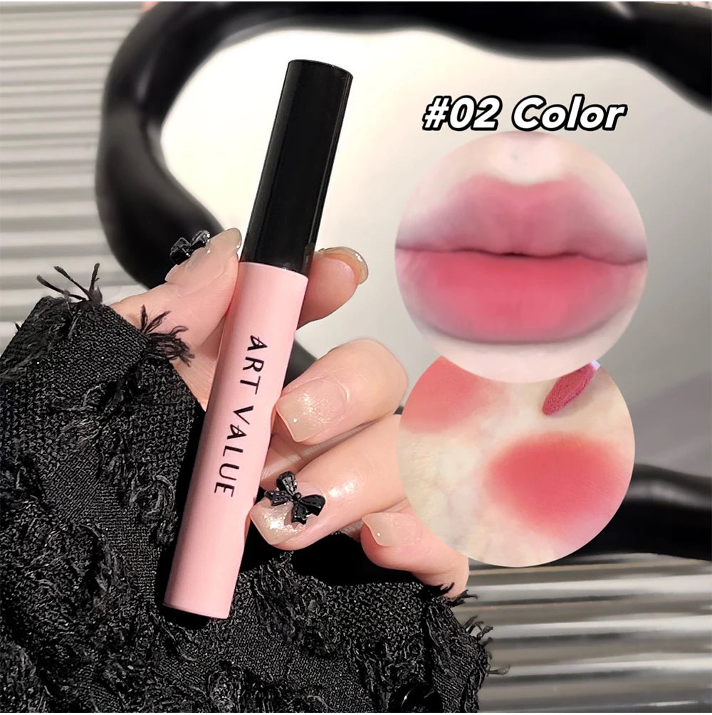 Rosa Liebesbrief Lippenschlamm Spiegelglasur Halskette Set Lippen Make-up Set mit mattem weichem Nebel und weißem Frauen Make-up Kosmetik Geschenke