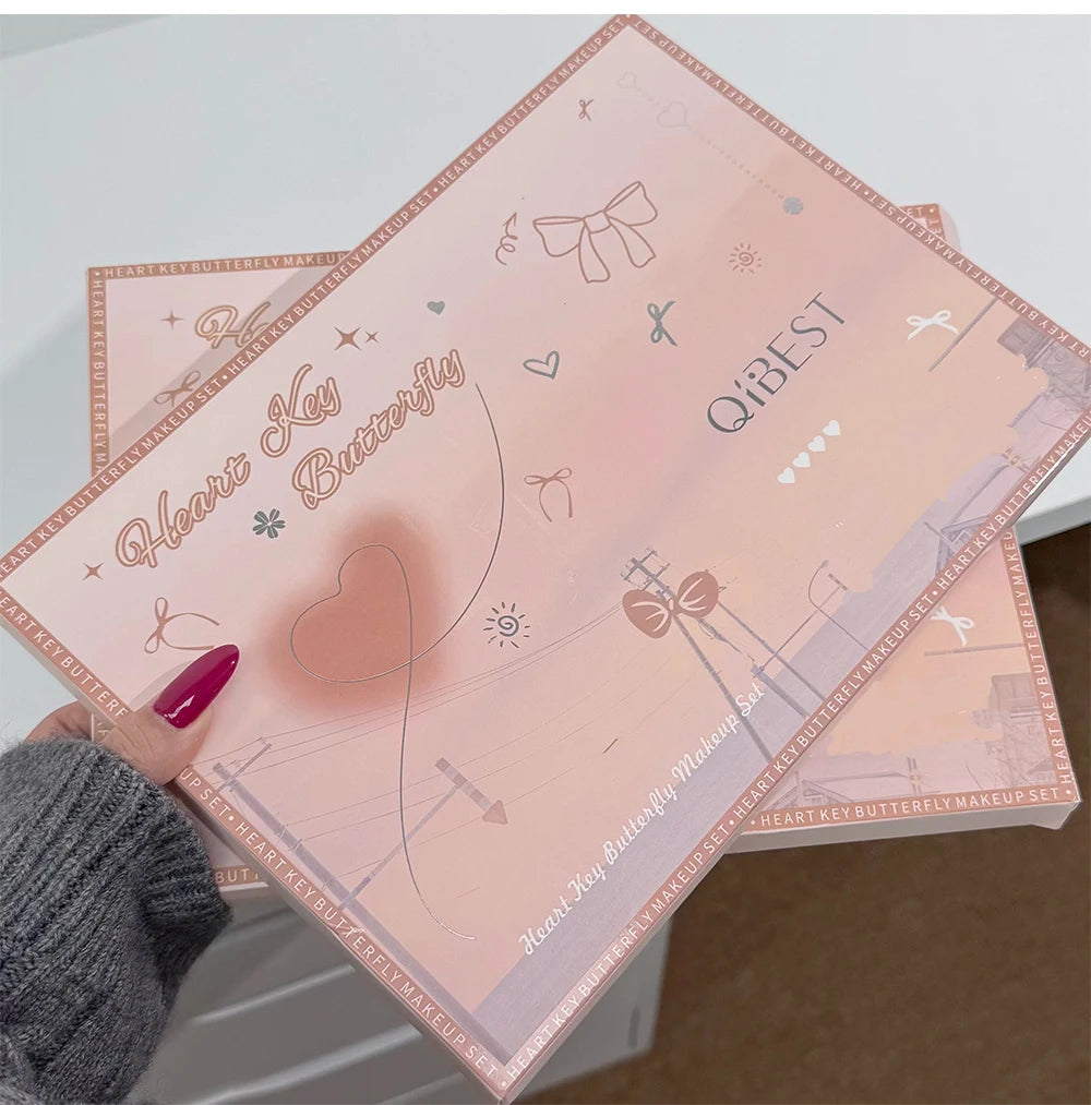 Make-up-Geschenkbox, Schmetterlingsschleife, Herz, begrenzter Lippenstift, Puder, Rouge, Lidschatten, Make-up-Geschenkbox-Set und Halsketten-Geschenke für Frauen