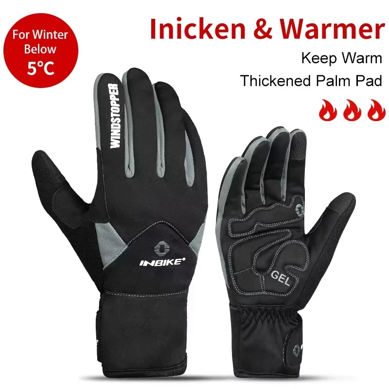 INBIKE Winter-Fahrradhandschuhe für Herren und Damen, warmer Fleece-Fahrradhandschuh zum Reiten, Fahrradhandschuhe, wasserdichtes Touchscreen-Zubehör