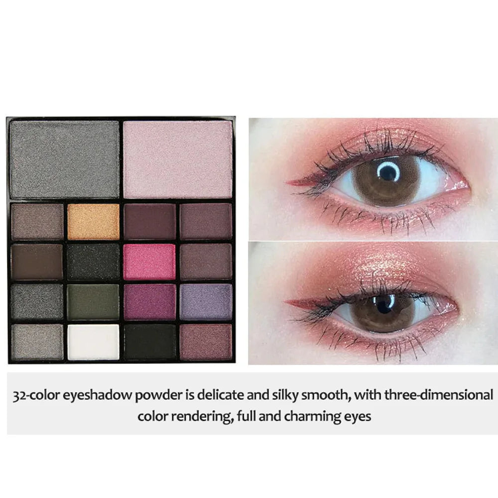 74-Farben-Lidschatten-Make-up-Set, komplettes Gesichts-Make-up-Set, Lidschatten, Lipgloss, Eyeliner, Make-up-Pinsel, Kosmetiktasche, Etui, Make-up