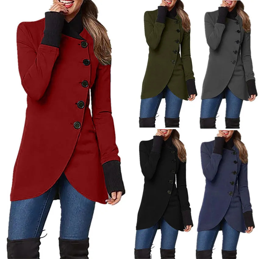 Frau Mantel Top herbst/winter Einfarbig Einreiher Spleißen Langarm Jacke Frau Mantel Dropshipping LDMJW0833