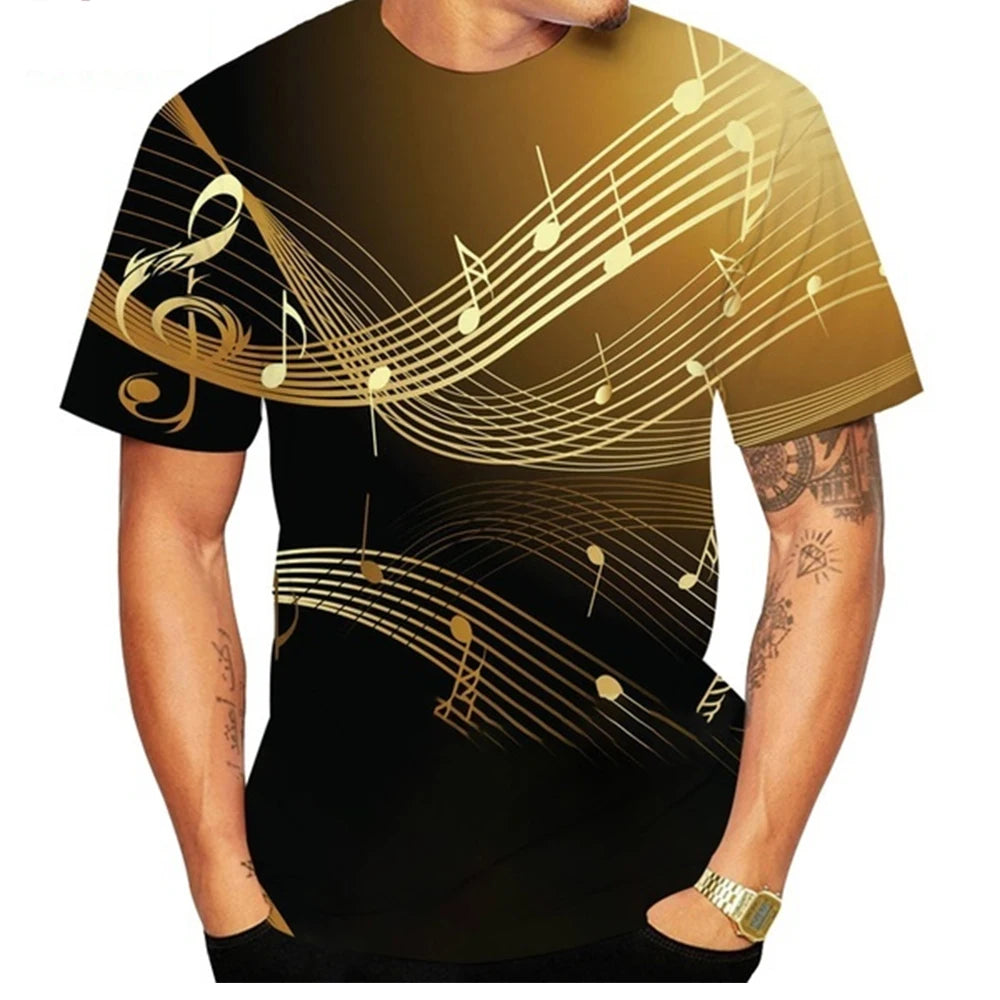 Neueste Mode Musiknoten Damen/Herren Lustiges 3D-Druck-T-Shirt Lässiges T-Shirt für Unisex-Herrenbekleidung Kinderoberteile Übergroß