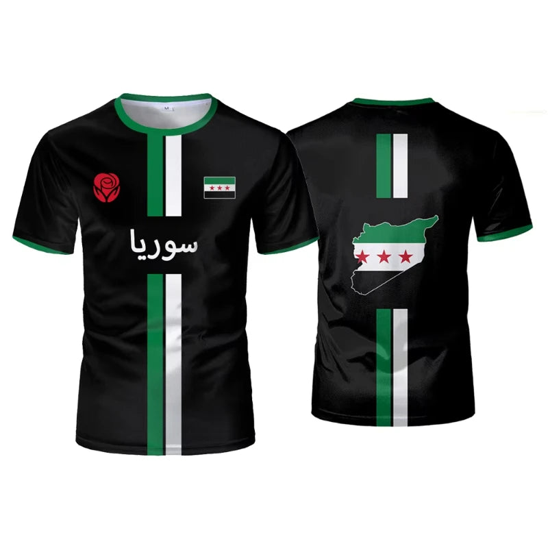 Syrien Fußball T-Shirts Herren Sport T-Shirts Syrische Flagge Straße Übergroße Tops Unisex Casual Graphic Tees Tops Y2k Herren Geschenke