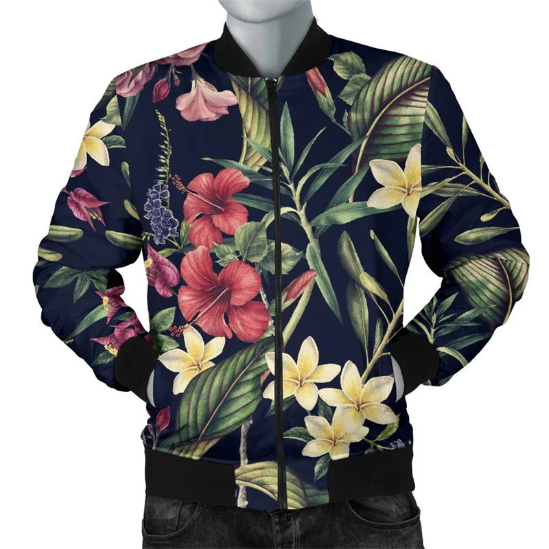 Retro Blume Schädel Grafik Jacke Männer Frauen 3d gedruckt Streetwear Langarm Jacken lässige Persönlichkeit Herbst Bomber Jacke