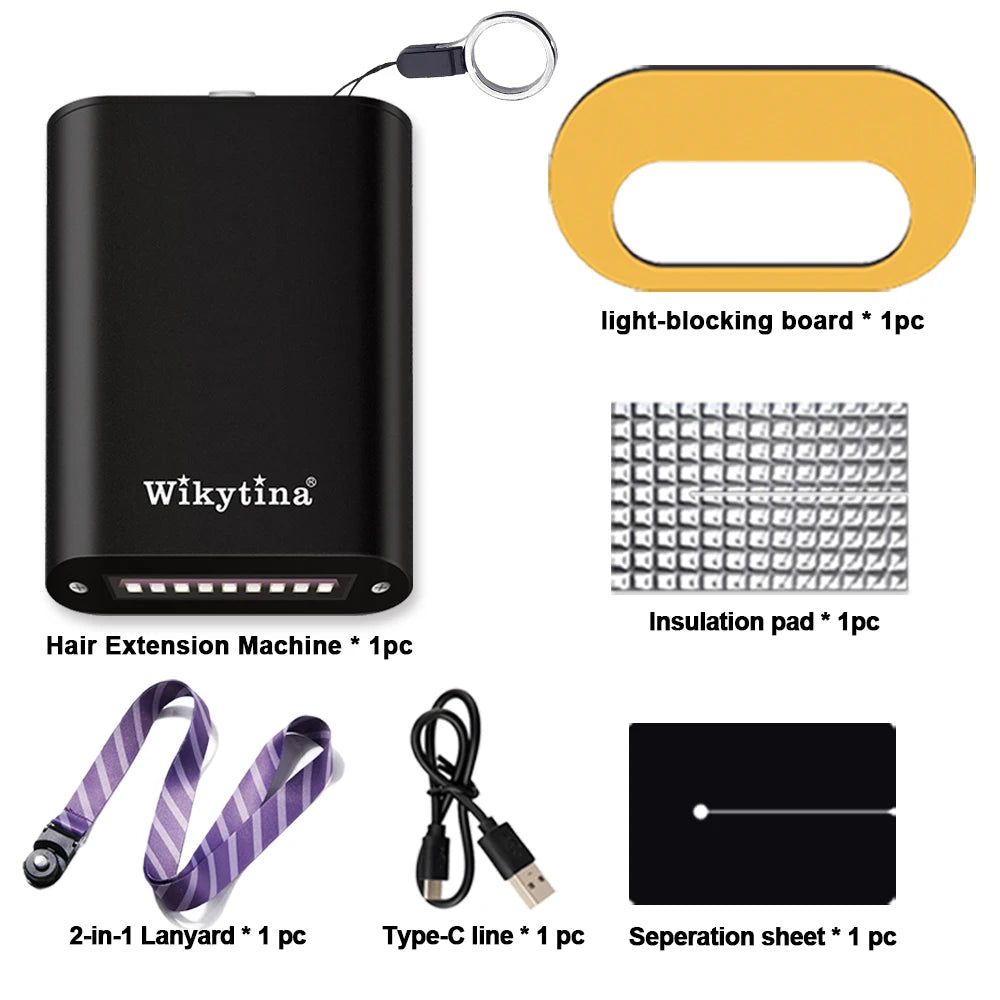Komplette Haarverlängerungsmaschine mit UV-Licht, V-Licht-Werkzeugen, Kleber und Aushärtungsfeuerzeug für einfache Haarverlängerungen