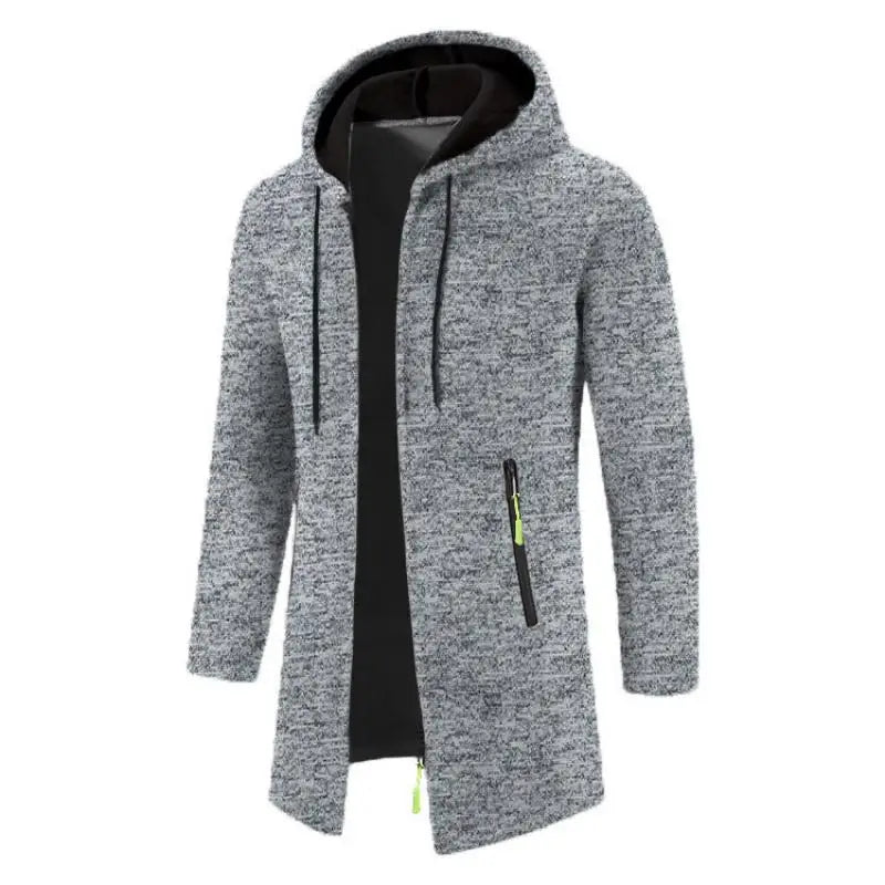 Frühling Herbst männer Mit Kapuze Lange Jacken Solide Stricken Strickjacke Outwear Casual Männlichen Mäntel Zipper Warme Streetwear Hoodies Jacke