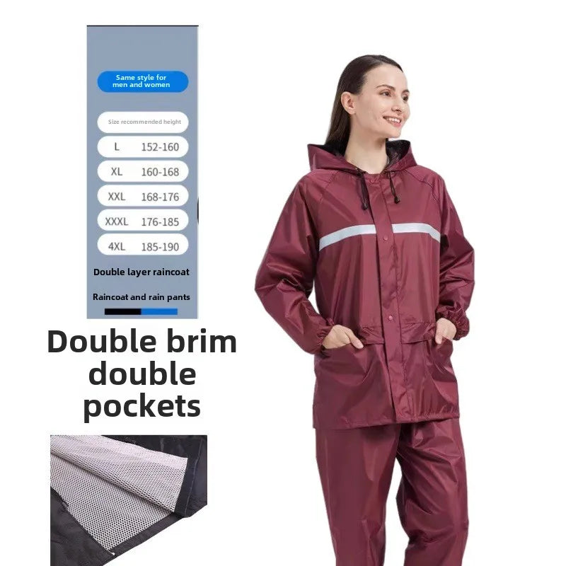 Herren Regenmantel Regenhose Set Geteilter reflektierender Regenmantel Baustellenfahrer zum Mitnehmen Reiten Wandern Arbeitsschutz Regenmantel