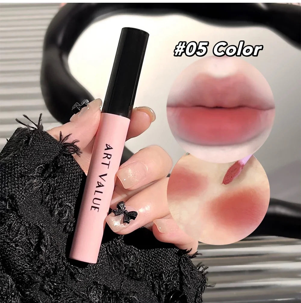 Rosa Liebesbrief Lippenschlamm Spiegelglasur Halskette Set Lippen Make-up Set mit mattem weichem Nebel und weißem Frauen Make-up Kosmetik Geschenke