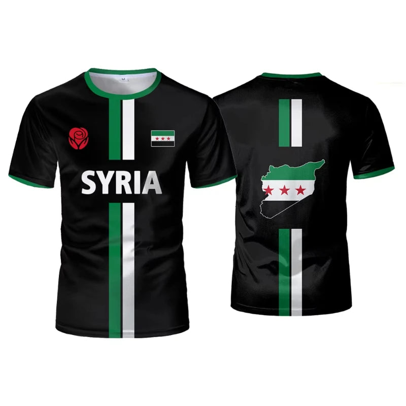 Syrien Fußball T-Shirts Herren Sport T-Shirts Syrische Flagge Straße Übergroße Tops Unisex Casual Graphic Tees Tops Y2k Herren Geschenke