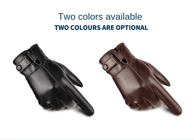 Winterhandschuhe für Herren, echtes Leder, Outdoor-Radfahren, schwarz, echtes Schaffell, warm halten, Fahren, Motorradhandschuhe