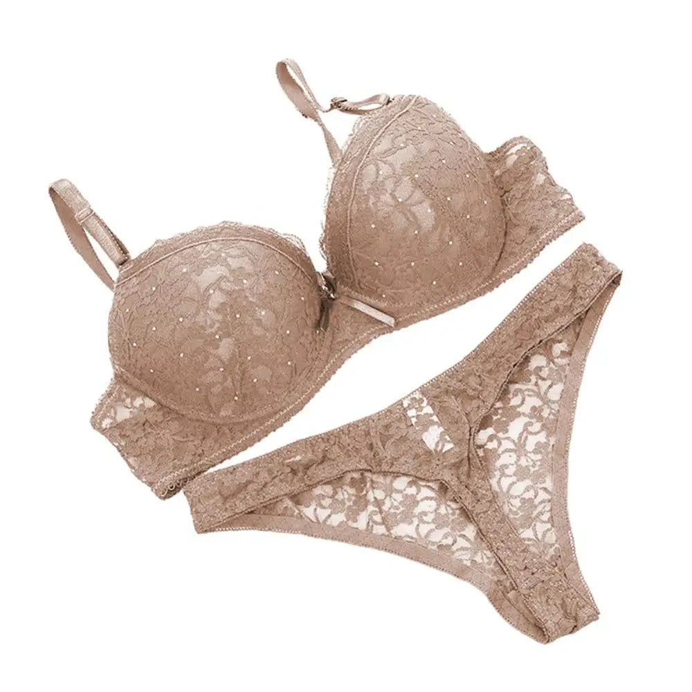 Sexy Spitze Bh Set Strass Volle Tasse Bügel Bhs Damen Push-Up Unterwäsche Thongs Set Weibliche Büstenhalter G-string Dessous