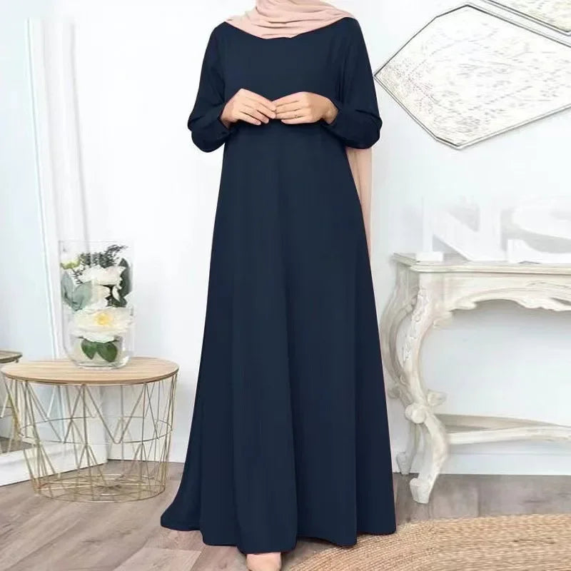 Solide Lose Abaya Für Frauen Casual Elegante Langarm Langes Kleid Einfache Muslimischen Kleid Frauen Modest Islamische Kleidung EID Ramadan