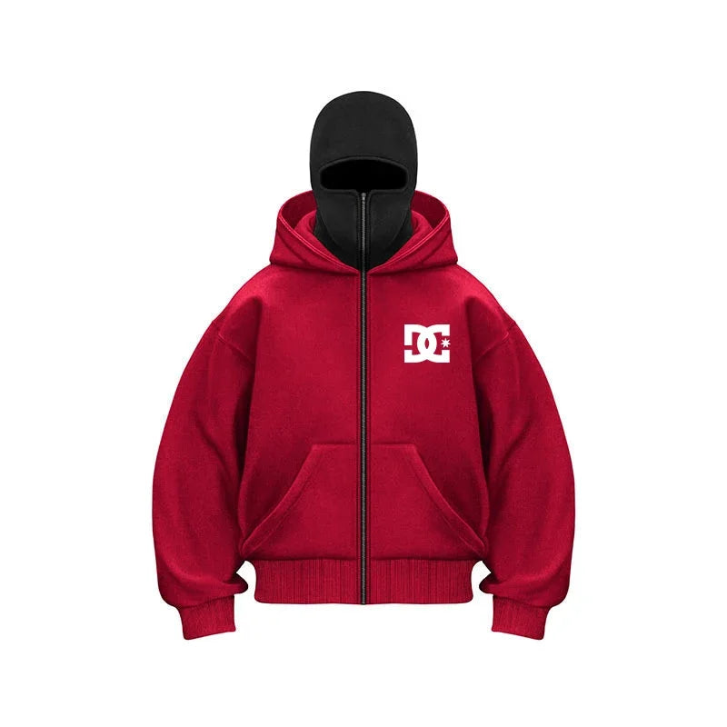 „2025 Herren-Designerbekleidung: Kapuzenpullover mit doppeltem Reißverschluss, maskiertes Hip-Hop-Sweatshirt für Herbst und Winter, Fitness- und Freizeit-Hoodie.