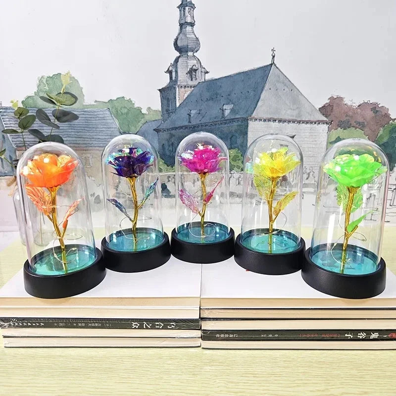 Künstliche Rosenblüten, Valentinstagsgeschenk für Freundin, ewige Rose, LED-Lichtfolie, Blumen, Hochzeitsdekoration, Weihnachtsgeschenke