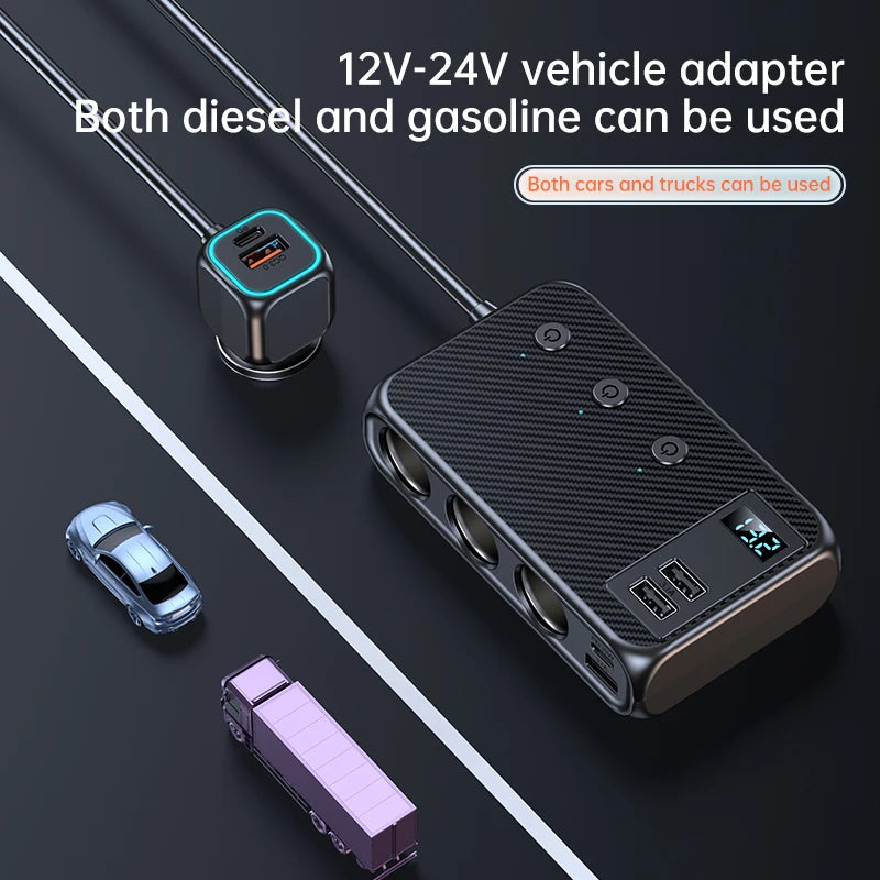 171 W 9 in 1 Auto Ladegerät 3 Ports Zigarettenanzünder Splitter 12 V 24 V Schnellladegerät Stecker Netzteil für iPhone GPS Dashcam