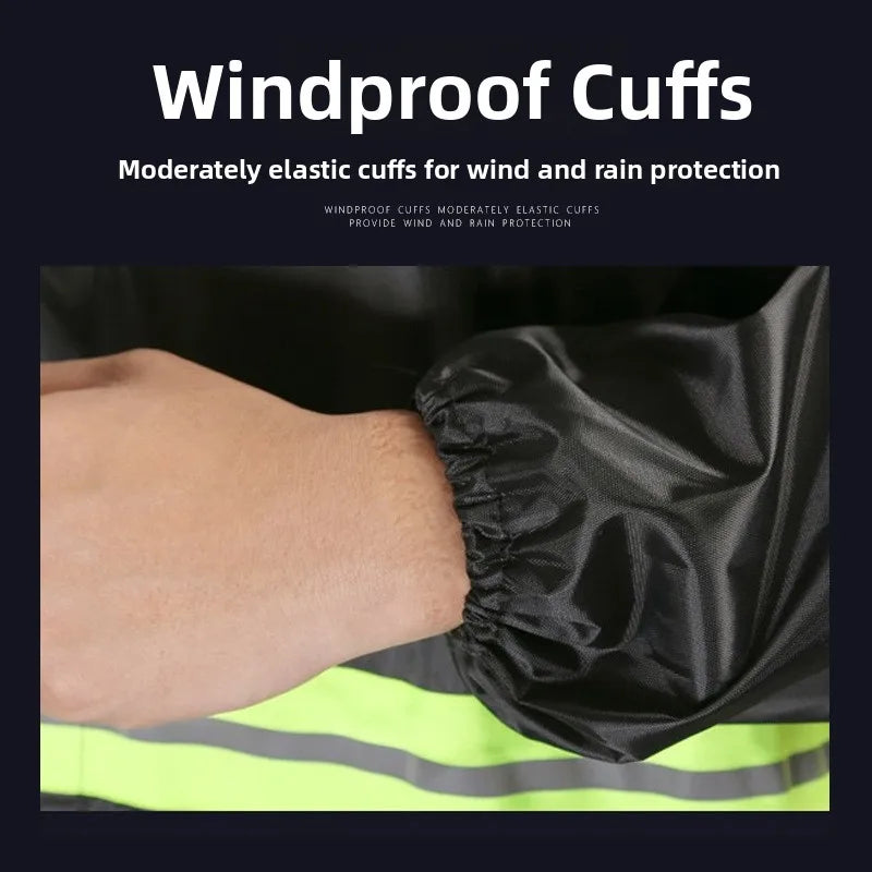 Dicker einteiliger Regenmantel aus Oxford-Stoff, lang, für den Außenbereich, für Erwachsene, Wandern, Windjacke, Arbeitsschutz, Regenmantel, reflektierend, großes Kleid