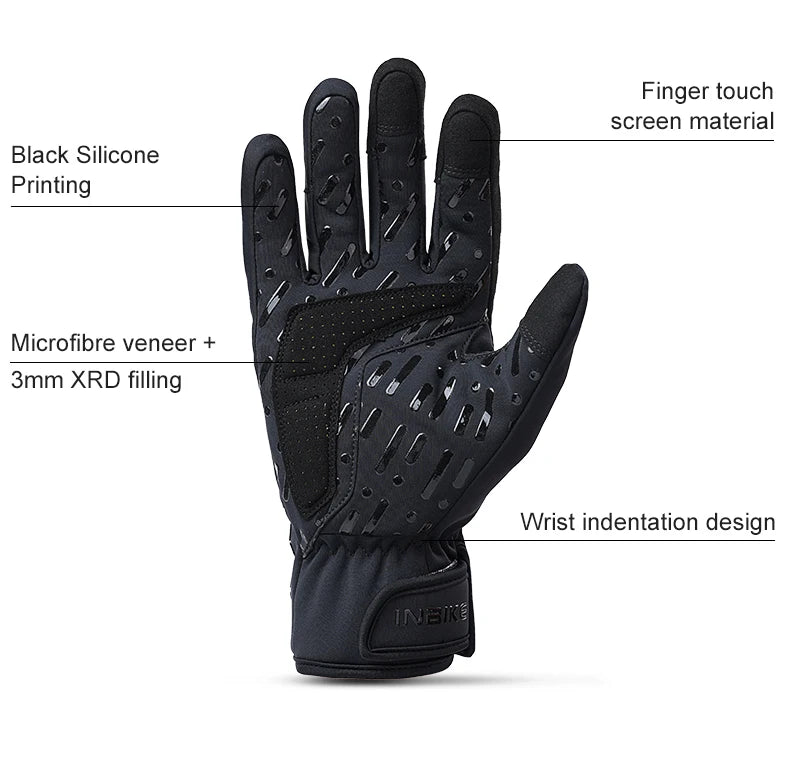 INBIKE Winter-Fahrradhandschuhe für Herren und Damen, warmer Fleece-Fahrradhandschuh zum Reiten, Fahrradhandschuhe, wasserdichtes Touchscreen-Zubehör