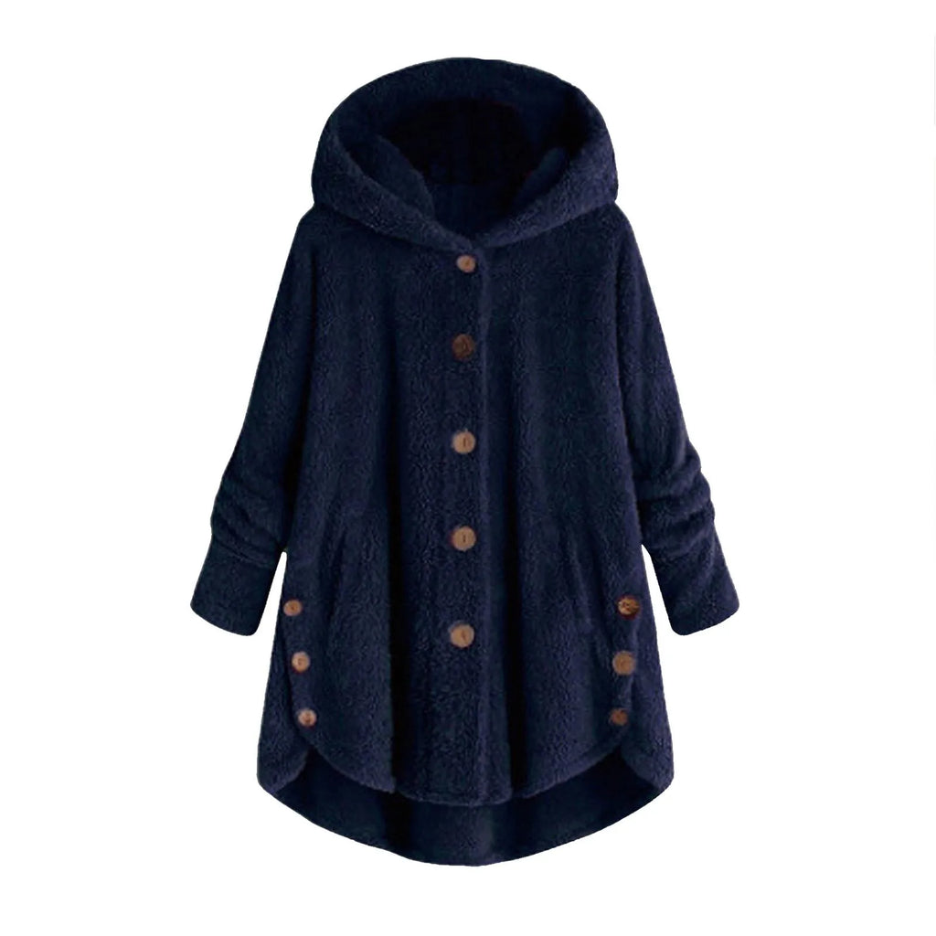 Herbst Winter Mantel Frauen Warme Mantel Wolle Jacke Weibliche Plüsch Mantel Mit Kapuze Jacke Neue frauen Mäntel Einfarbig Jacke