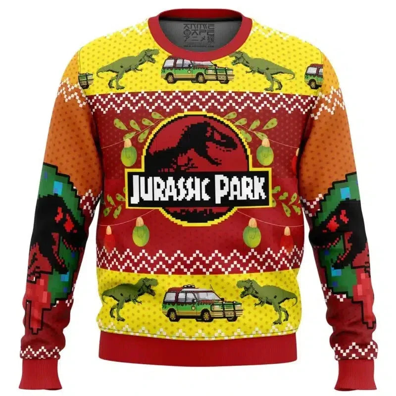 2024 Herbst Winter Herren Jurassic Park Weihnachtskopf Hässlicher Weihnachts-Hoodie Damen Casual Sports Party Hoodie