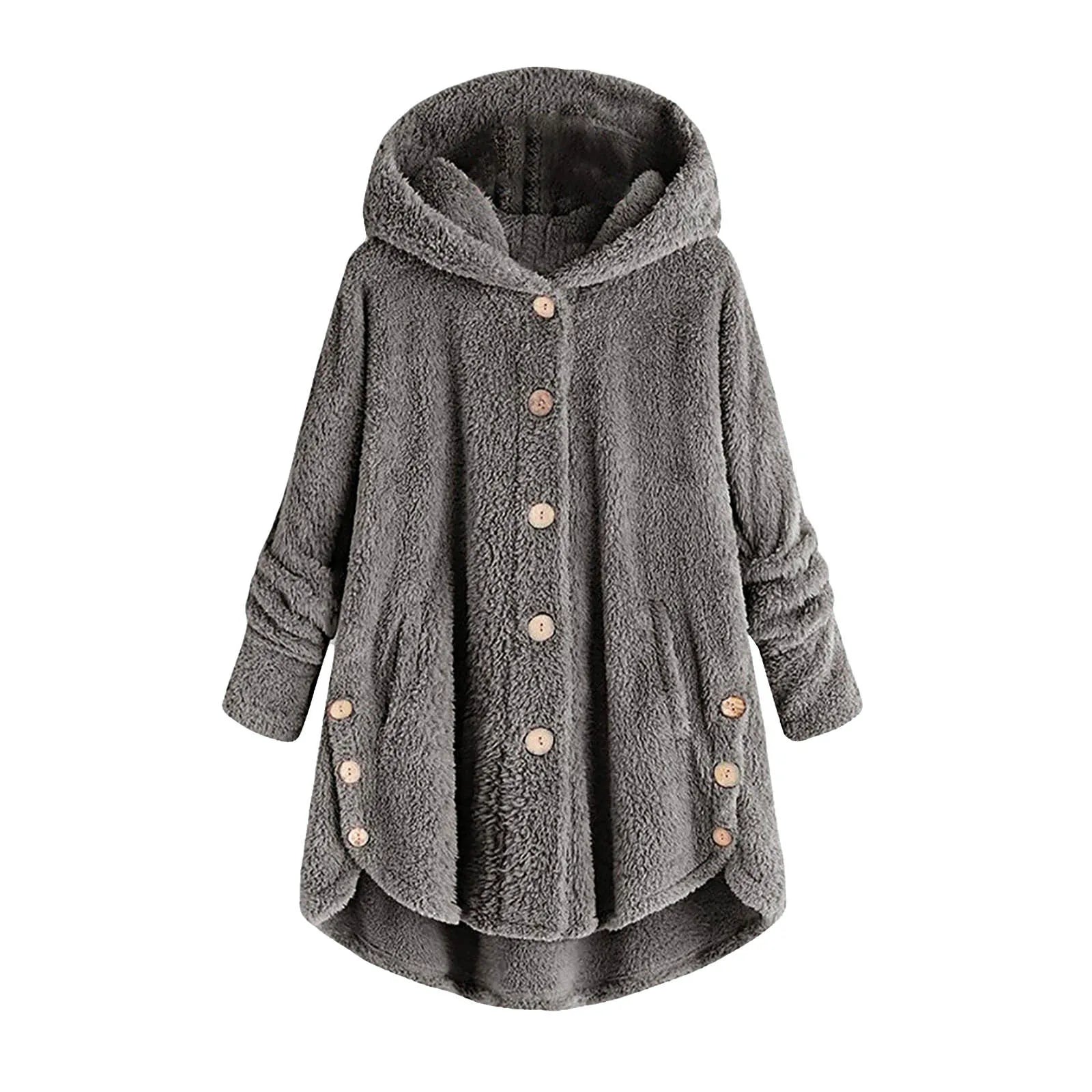 Herbst Winter Mantel Frauen Warme Mantel Wolle Jacke Weibliche Plüsch Mantel Mit Kapuze Jacke Neue frauen Mäntel Einfarbig Jacke