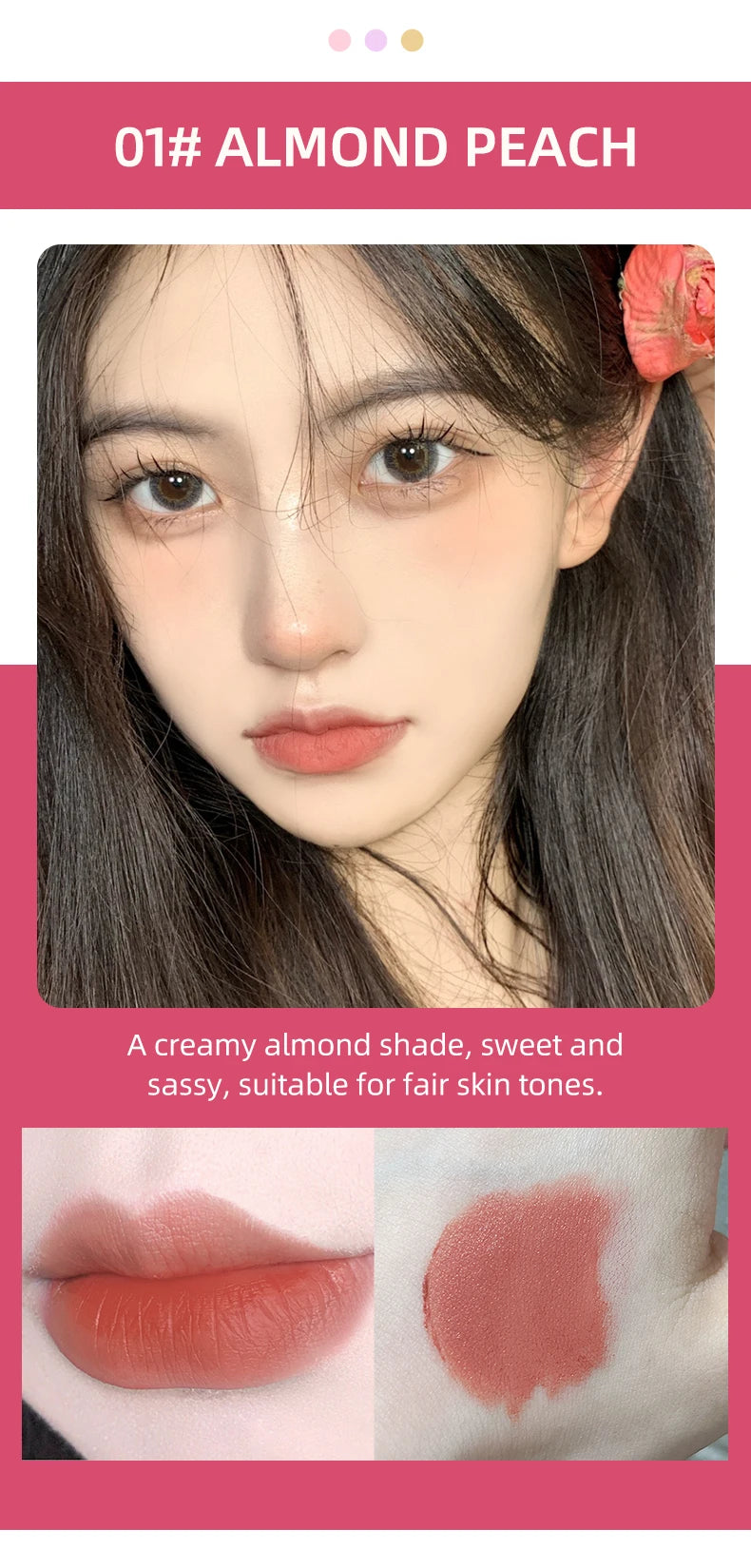 CACE Mattflüssiger Lippenstift-Make-up-Sets, 4 Farben Lipgloss und 1 transparenter Lipgloss und 1 Stück Lippenbalsam, praller und Halsketten-Geschenk