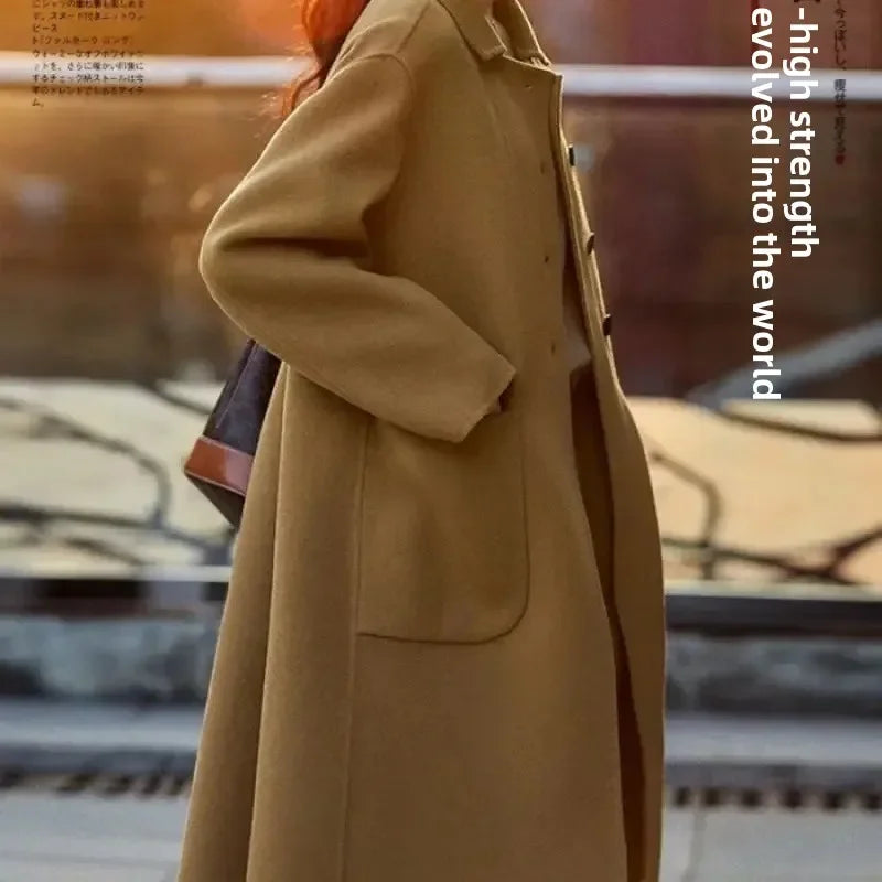 Plus Size Damen Loose-Fit High-End Doppelseitiger Fleecemantel Mittellanger Herbst/Winter Neuankömmling Trendiger Mantel