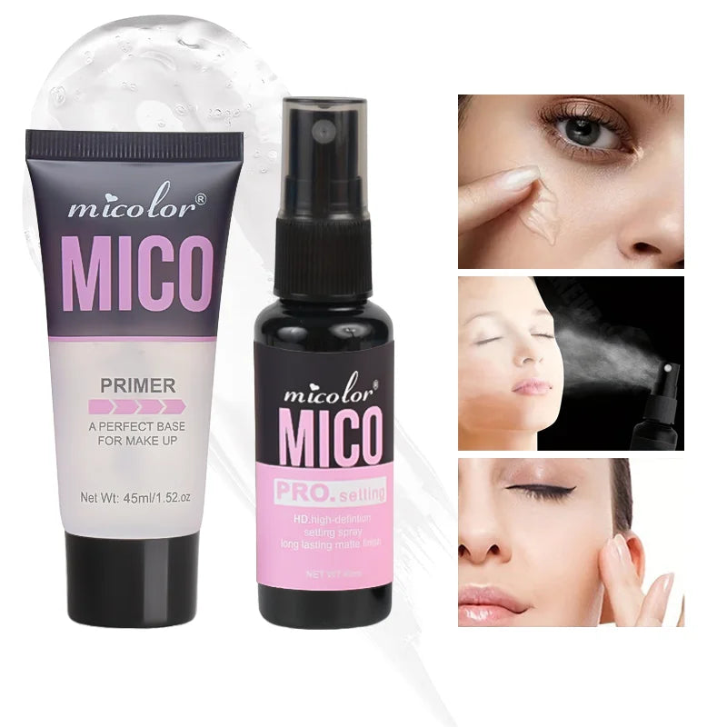 Set-up-Spray + transparentes Make-up-Frontmilch-Set, langanhaltende feuchtigkeitsspendende Set-up-Spray-Make-up-Frontmilch