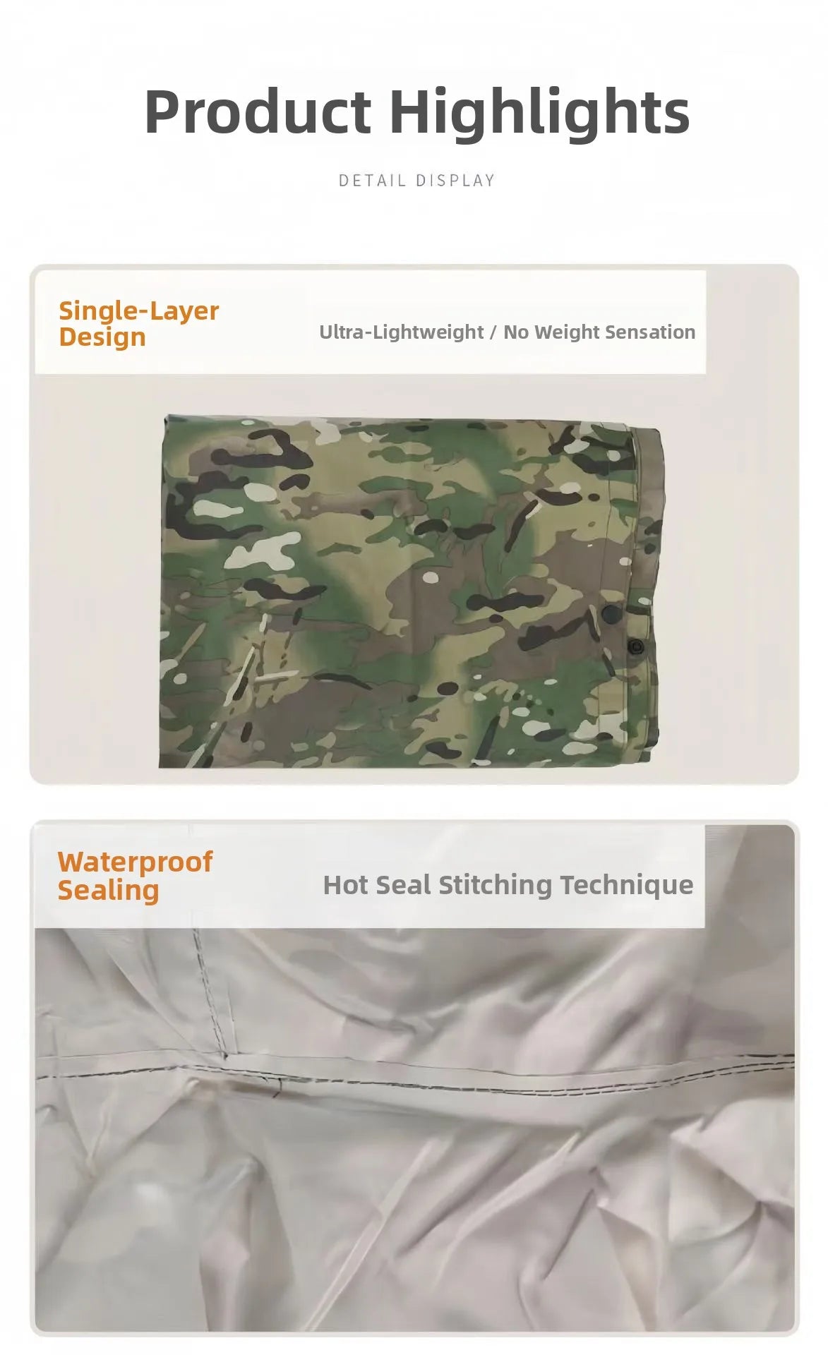 Drei-in-Eins-Tarnmantel, Regenmantel, Outdoor, Radfahren, Wandern, Bergsteigen, Camping, multifunktional, taktisch, wasserdicht...