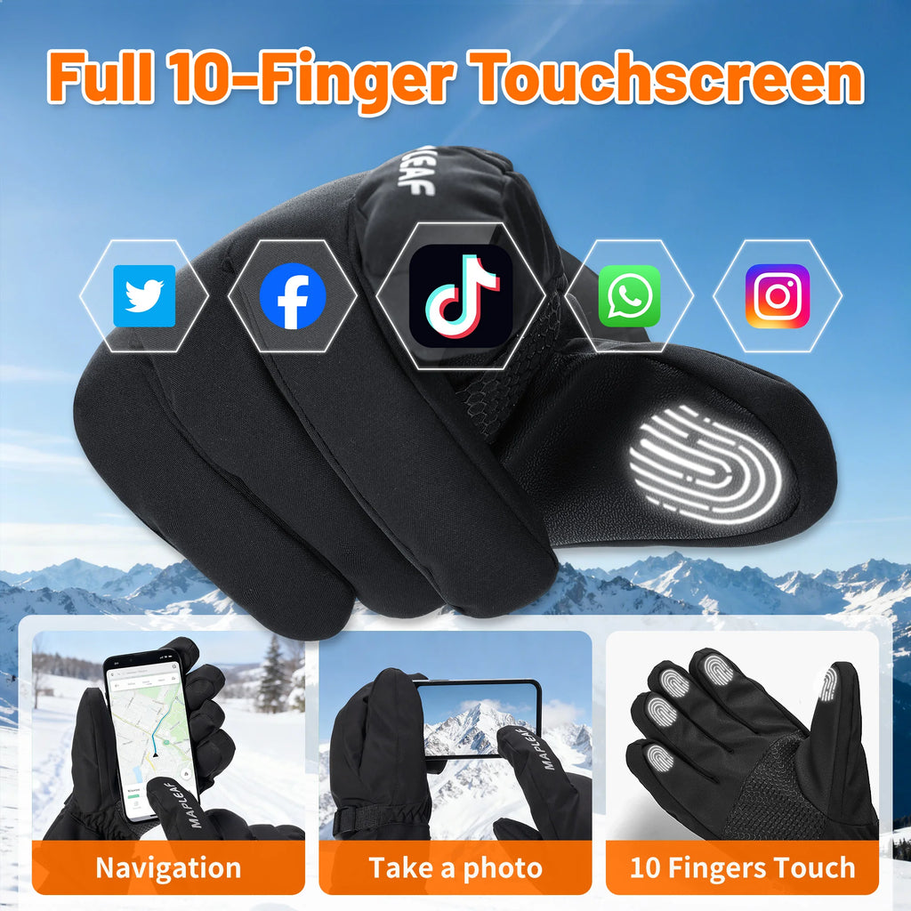 MAPLEAF Skihandschuhe Winter Wasserdicht Winddicht 3M Outdoor Snowboard Handschuhe Schneemobil Handschuhe Thermo Motorrad Radfahren Handschuhe