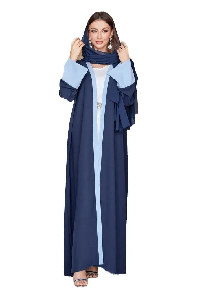 Muslimische Abaya für Frauen mit Schal Eid Langarm Marokko Arab Party kleid lange Robe Vestidos Dubai Abayas bescheidene Kaftan Kleider