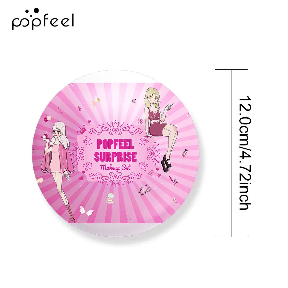 POPFEEL Überraschungs-Make-up-Ball-Set – 9-teiliges Make-up-Set mit Lidschatten und Lippenstiften, perfektes rosa Geschenk für Mädchen, ideale Weihnachten