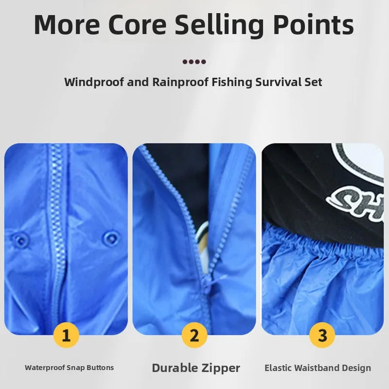 Verdickter Polyester-Stoff, Motorrad, Elektrofahrzeug, Reiten, Regenanzug, atmungsaktiv, abnehmbarer Regenmantel und Hose für Erwachsene