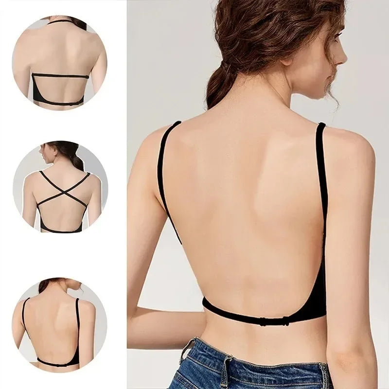 Push-Up-Bralette Damen-BHs mit niedriger Taille für französische Hochzeiten, abnehmbarer, dünner, gepolsterter BH, weiches, nahtloses Unterwäsche-Oberteil, rückenfrei
