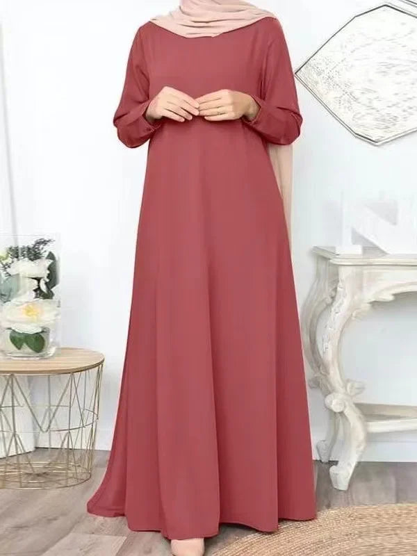 Solide Lose Abaya Für Frauen Casual Elegante Langarm Langes Kleid Einfache Muslimischen Kleid Frauen Modest Islamische Kleidung EID Ramadan