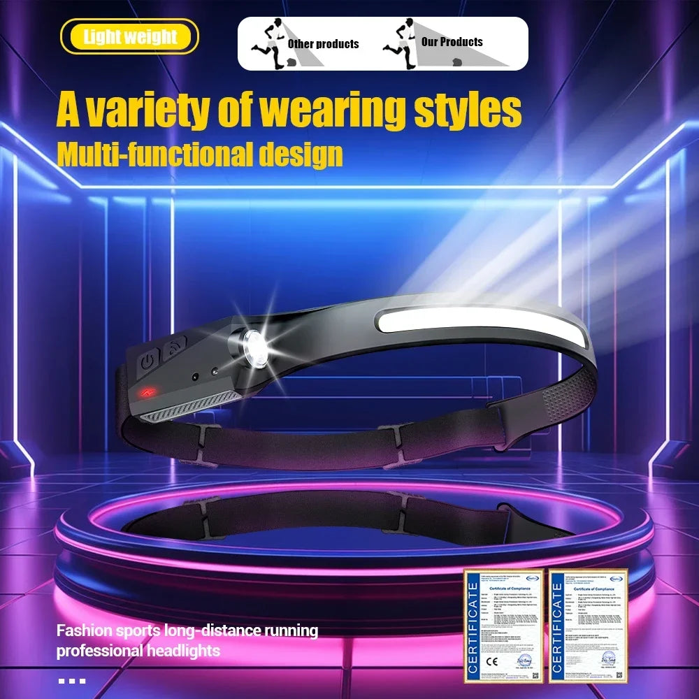 1-10PCS LED Sensor Scheinwerfer Eingebaute Batterie USB Aufladbare Kopf Taschenlampe Scheinwerfer Kopf Taschenlampe Camping Angeln Suche licht