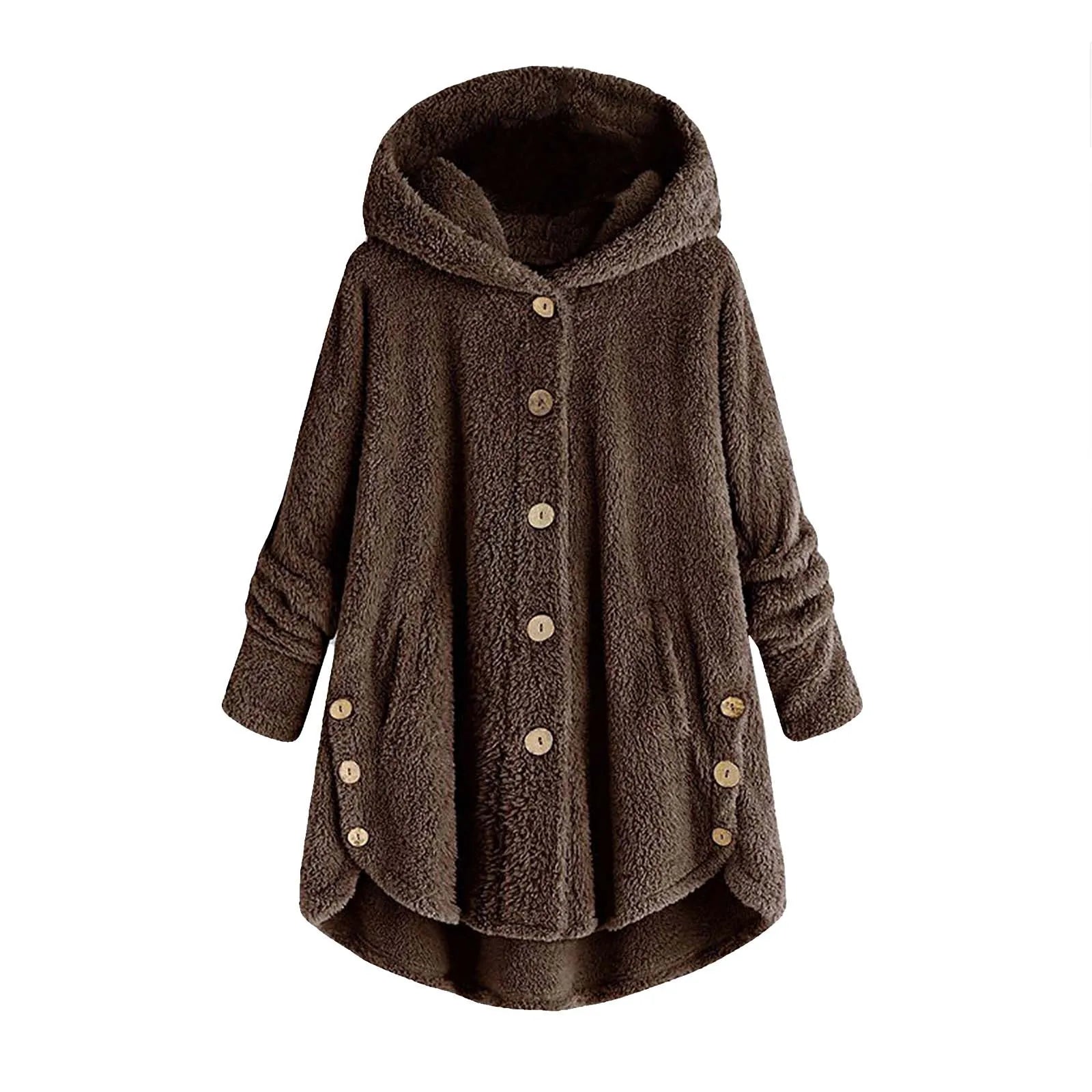 Herbst Winter Mantel Frauen Warme Mantel Wolle Jacke Weibliche Plüsch Mantel Mit Kapuze Jacke Neue frauen Mäntel Einfarbig Jacke