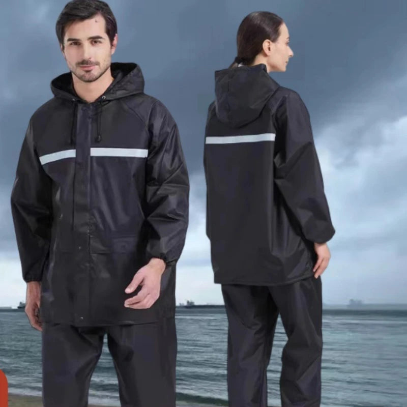 Herren Regenmantel Regenhose Set Geteilter reflektierender Regenmantel Baustellenfahrer zum Mitnehmen Reiten Wandern Arbeitsschutz Regenmantel