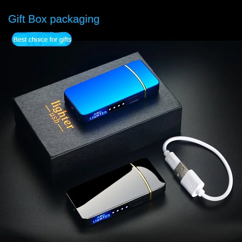 Outdoor Windproo Elektro feuerzeug Doppel bogen USB und LED Display Feuerzeug Rauch zubehör berühren empfindliche Hoch leistungs feuerzeuge