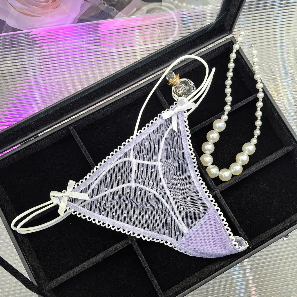 Bowknot Spitze Sexy Mädchen Slips Frauen Höschen Punkte Nahtlose G String Transparent Tanga Unterwäsche Niedrige Taille Weibliche Dessous
