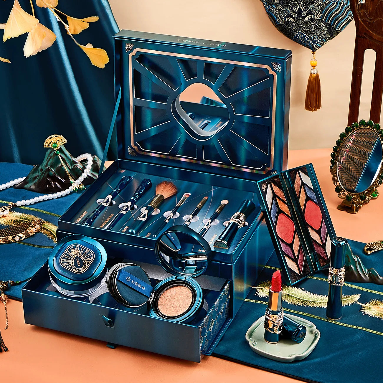 12 stücke Make-Up Kosmetik Set Lippenstift Lidschatten Mascara Geschenk Box Gesicht Pulver Luft Kissen BB Creme Eyeliner Make-Up Kosmetik