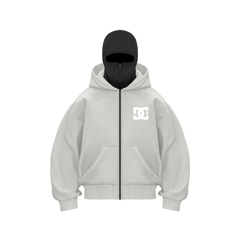 „2025 Herren-Designerbekleidung: Kapuzenpullover mit doppeltem Reißverschluss, maskiertes Hip-Hop-Sweatshirt für Herbst und Winter, Fitness- und Freizeit-Hoodie.