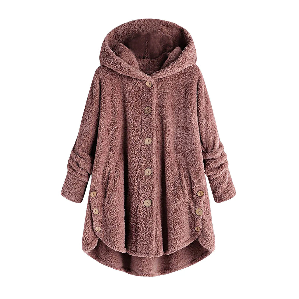 Herbst Winter Mantel Frauen Warme Mantel Wolle Jacke Weibliche Plüsch Mantel Mit Kapuze Jacke Neue frauen Mäntel Einfarbig Jacke